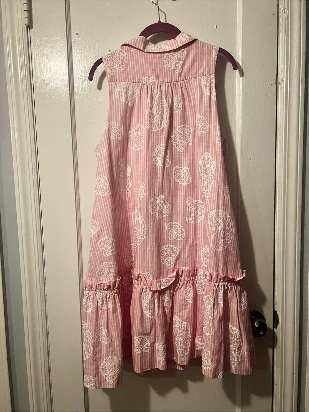 Lilly Pulitzer Pink and White Sleeveless Tiered Shell-Print Dress - Picture 2 of 3